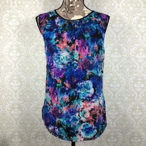 CHAUS Sleeveless Floral Blouse Large